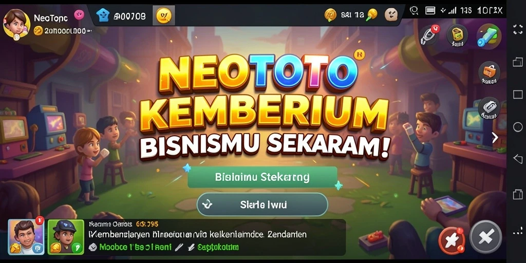 Tampilan screenshot utama NEOTOTO menampilkan gameplay Tycoon yang menarik.